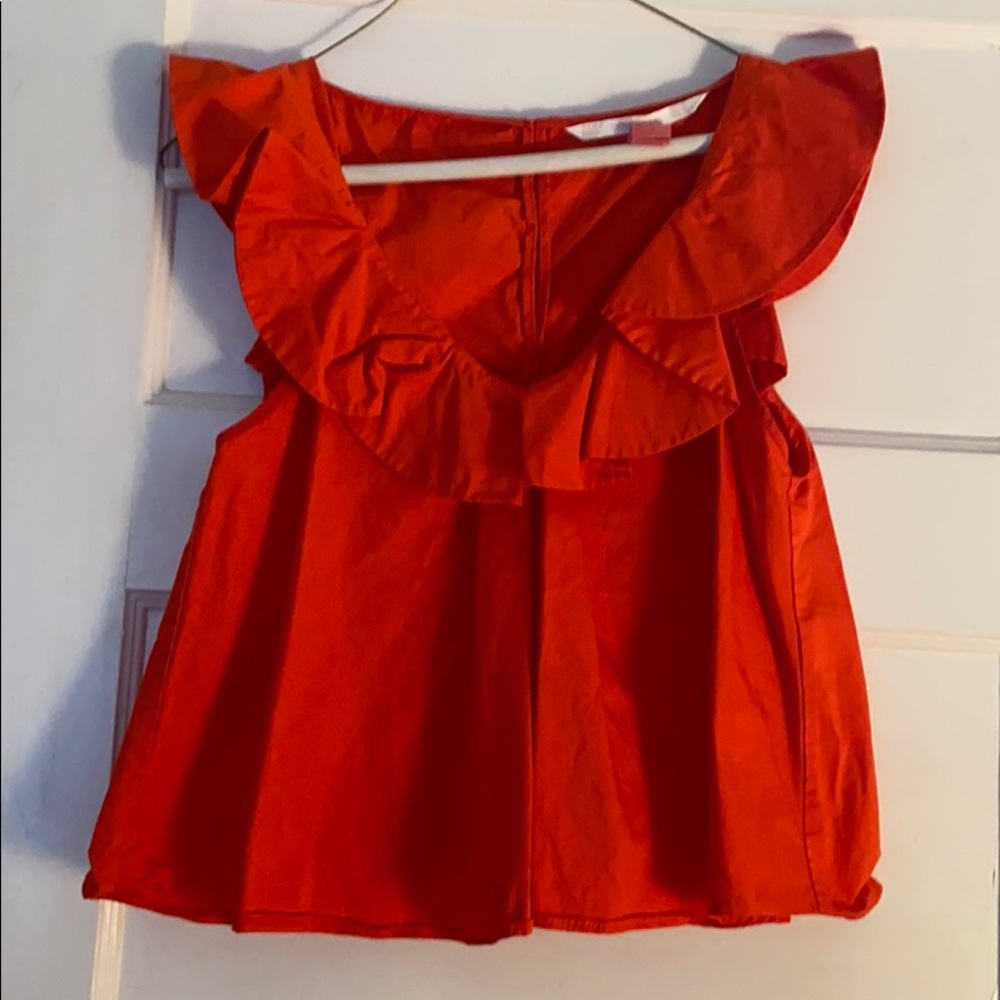 Zara poplin ruffle top